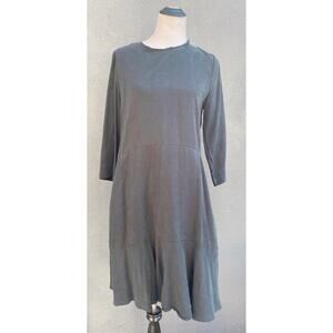 COS faded black 3/4 sleeve a-line scoop neck dress